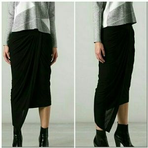 NWOT Helmut Lang Asymmetrical Drape Midi Skirt
